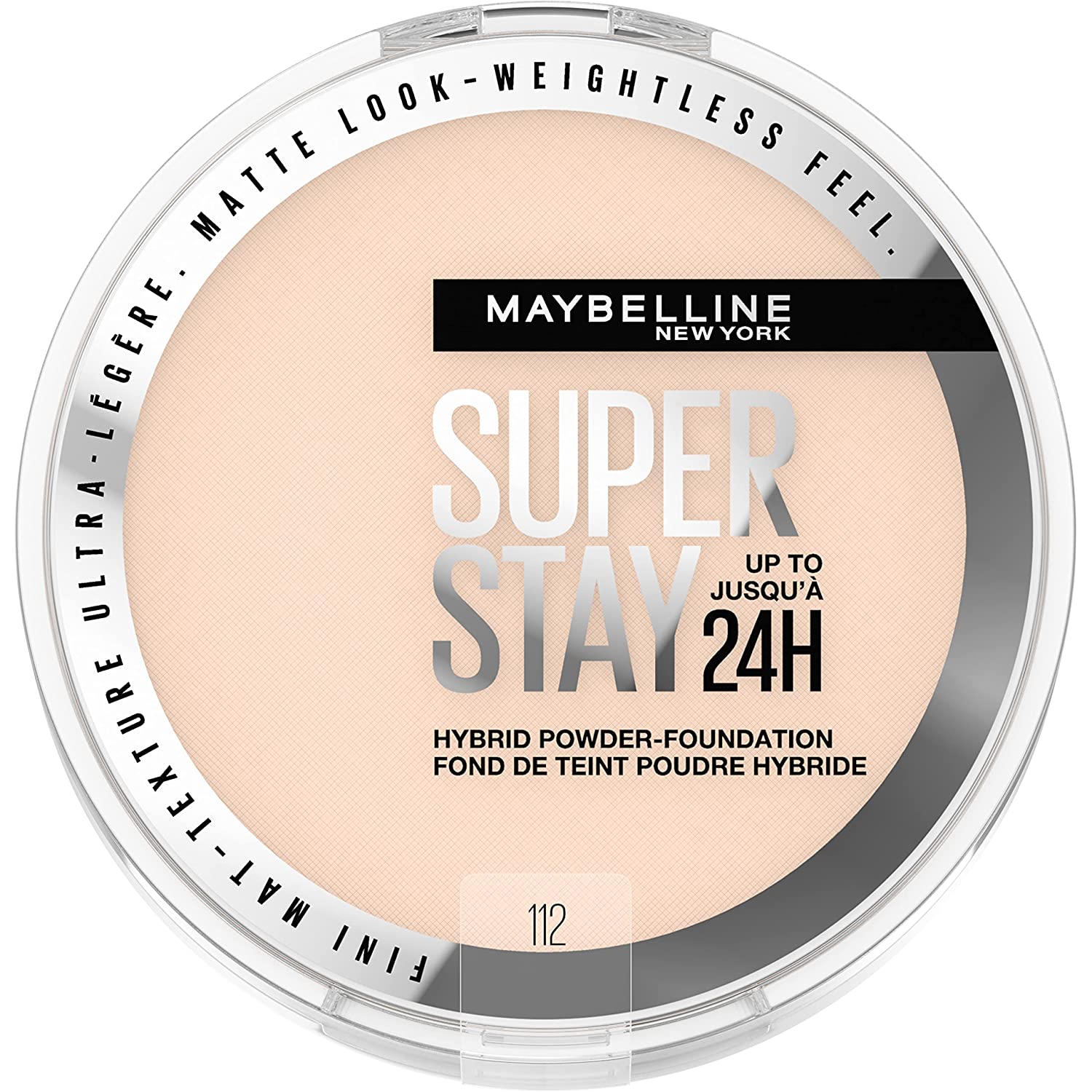 Maybelline Super Stay Up to 24HR Hybrid Powder-Foundation, Medium-to-Full Coverage Makeup, Matte Finish, 102, 1 Count - Image 1